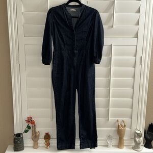 Faherty Charlotte Denim Jumpsuit Dark Rinse